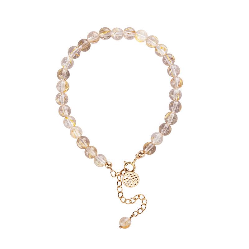 

Браслет женский Fu Brand из золотистого кварца-рутила, с золотым наполнением 14 карат, кристальный бисерный дизайн, не выцветающий