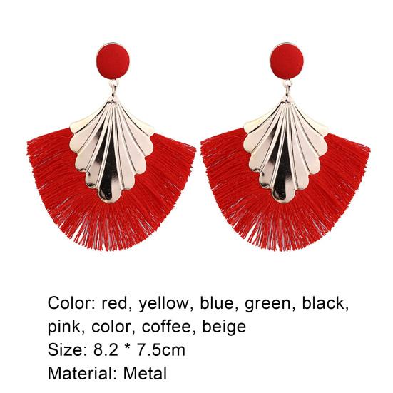 Böhmische Strandparty Quaste Fan Anhänger Schmuck Geschenk für Dame Ohrringe