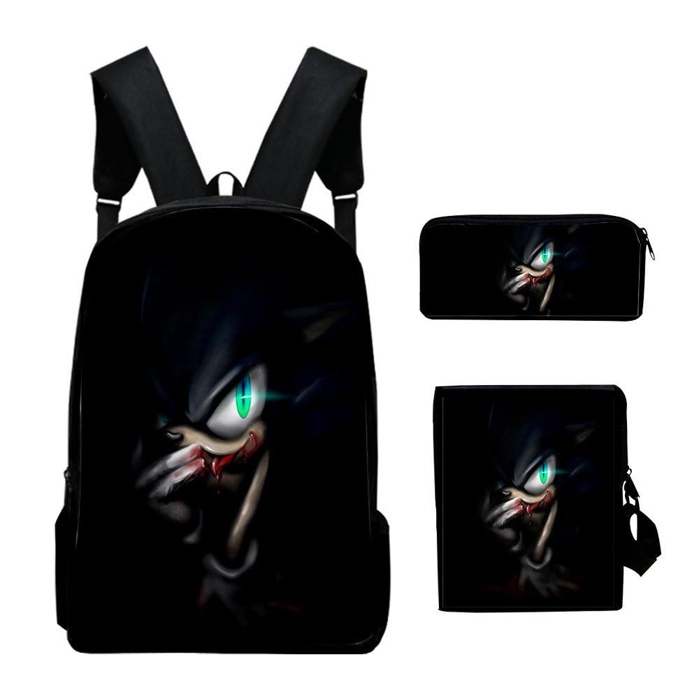 Anime Sonic Backpack Set 3D Printed Backpack Three-Piece Set