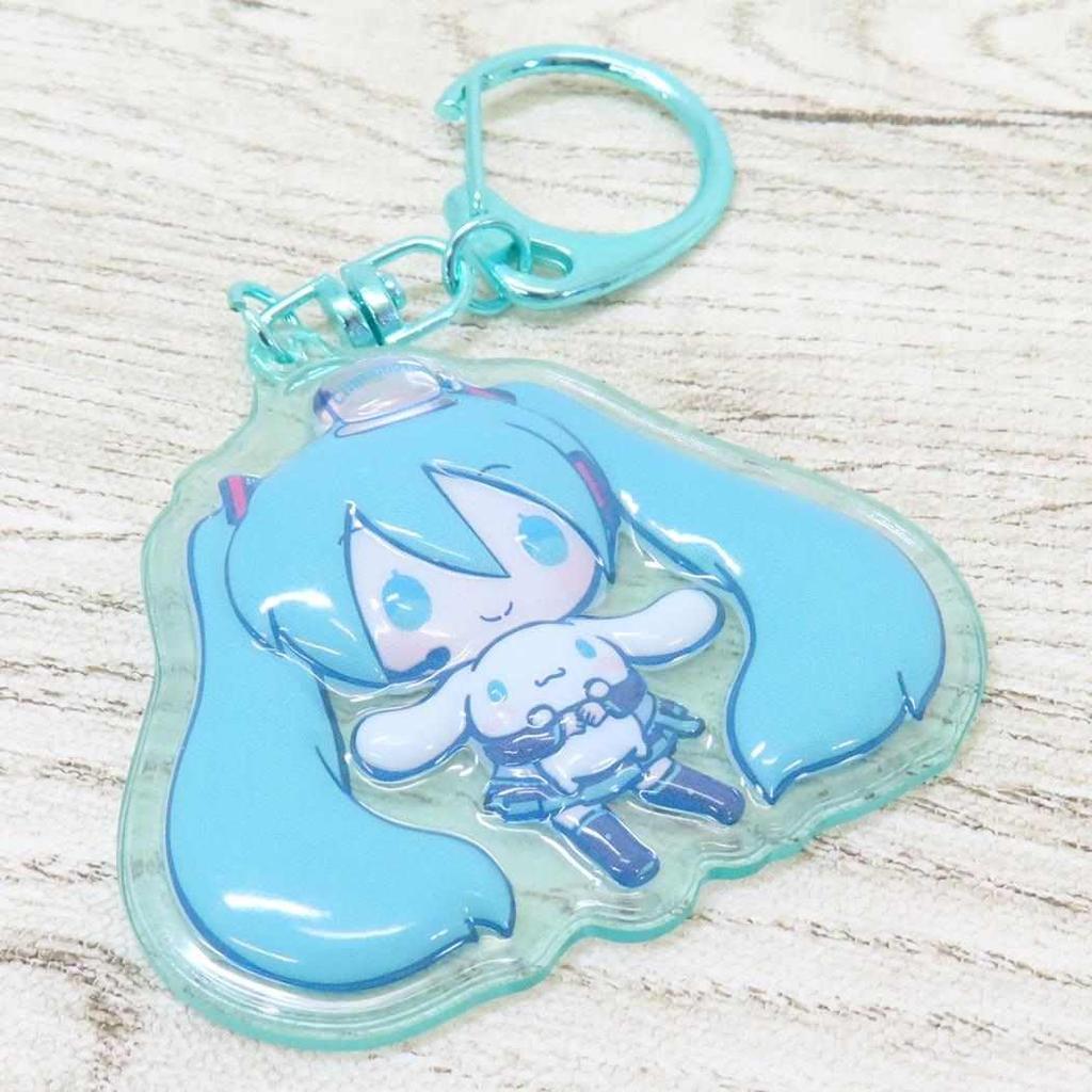 K Company Hatsune Miku X Cinnamoroll Plump Keychain, "Friendship" MCN-PU-NA, H5.8 X W6.2 X D1cm