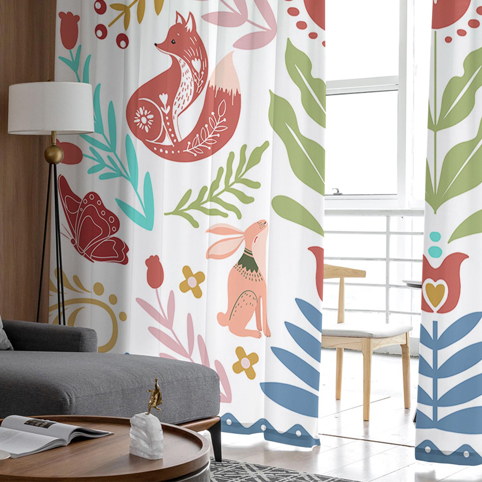 Бабочка Цветок Любовь Кролик В горошек Лиса Вуаль Прозрачные Шторы Гостиная Окно Тюль — фото 4