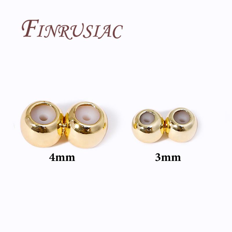 

3mm 4mm Adjustment Beads with Non-slip Silicone Ring 14K Gold Color Stopper Spacer Beads For Jewelry Making Supplies 3mm-10 pcs