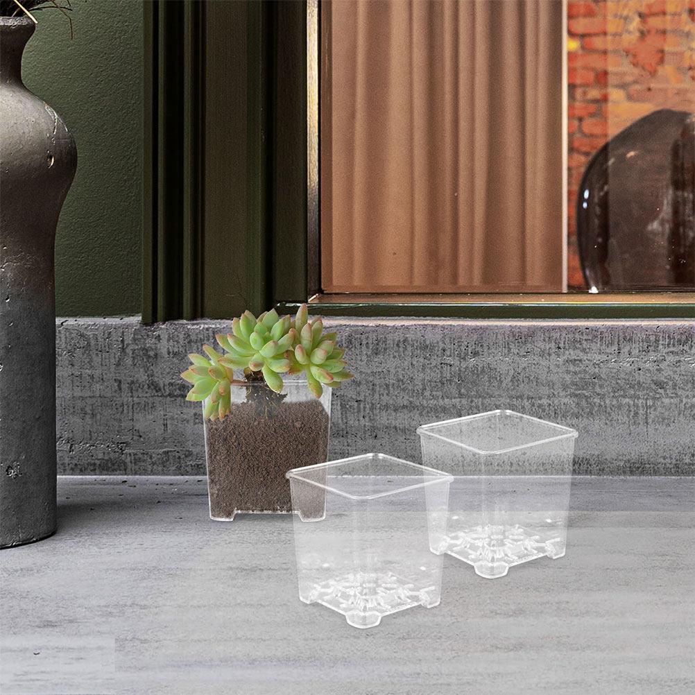 4Pcs Orchid Flower Pots Transparent Acrylic Planters Clear Orchid Pots Drainage Ventilation for Healthy Root Growth