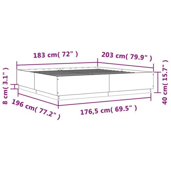 VidaXL Cadre de Lit avec Lumières LED, Lit Double avec Sommier à Lattes, Lit Adulte de Chambre, Moderne, Blanc 180x200 cm 3209590