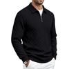 Herren Viertel-Reißverschluss Langarm Poloshirt Waffel Karomuster Jacquard Umlegekragen Freizeit Herbst Winter Lockerer Schnitt Pullover Oberteile