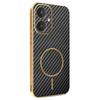 Phone Case For Xiaomi Redmi 13C 5G/13R 5G/Poco M6 5G Carbon Fiber Textured Electroplated TPU Back Cover