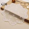 Vintage Floral Lace Placemats Retro Placemat, White Doilies, Embroidered Table Mat, Washable Pads for Small Tables Sheer Mesh Doily Tea Cup,