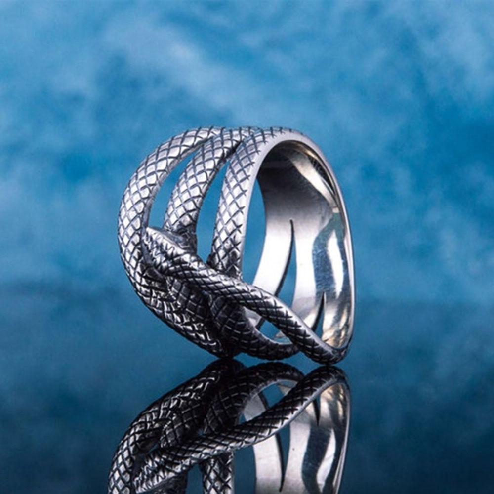 Huitan Newly Snake Rings for Women Punk Style Antique Color Vintage Party Accessories Personality Female Ring Animal Jewelry