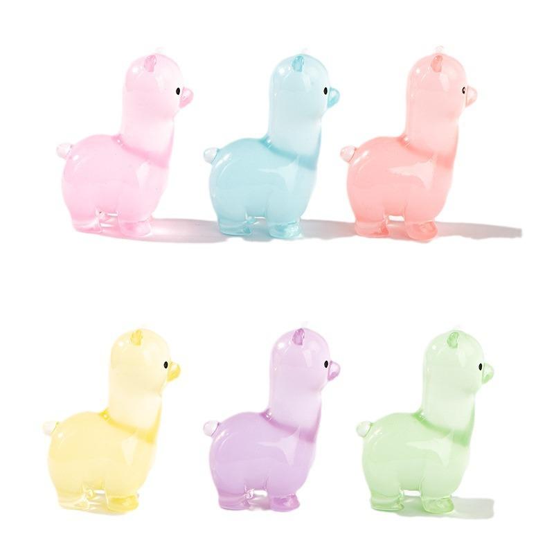 Micro Landscape Resin Decoration Cartoon Cute Luminous Color Alpaca Decoration Desktop Car Home Decoration Accessories