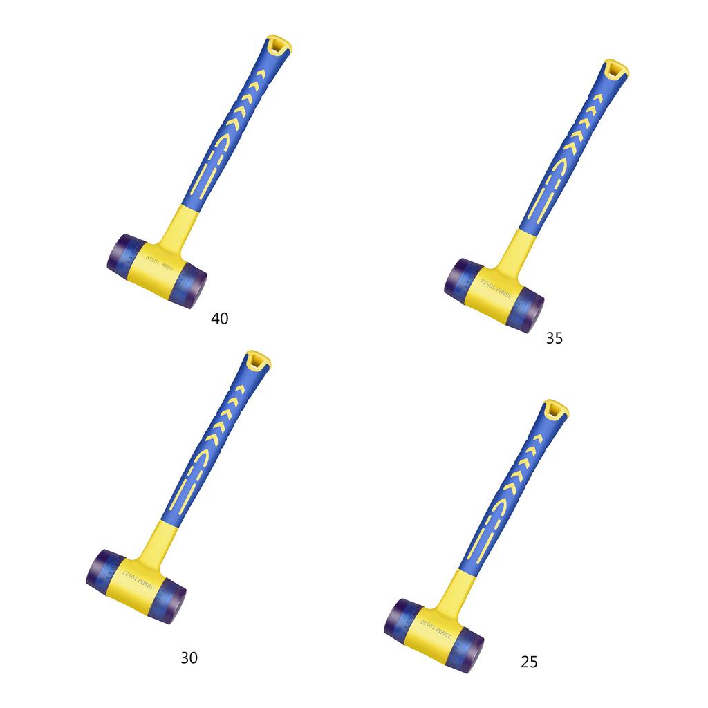 Rubber Hammer Double Face Glazing Window Nylon Hammer Integrated with Round Head Nonslip Handle Hand Tool Accessories