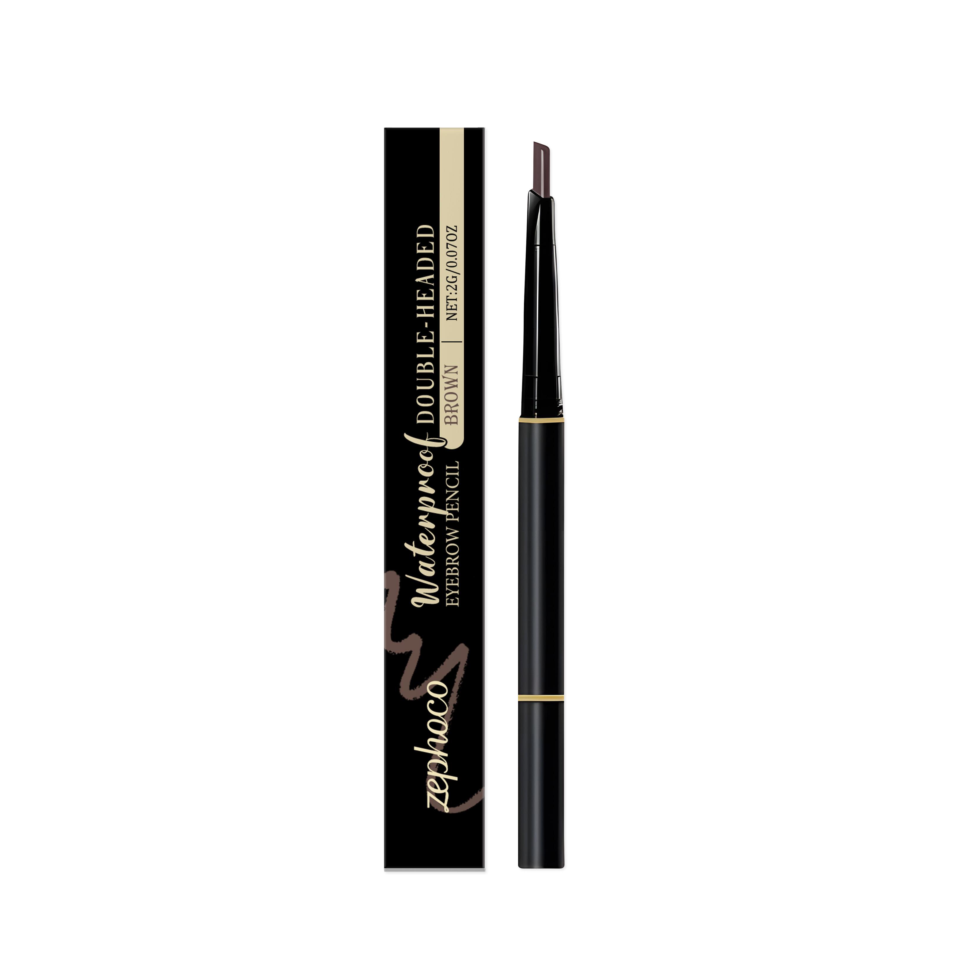 Brown double-ended eyebrow pencil with a natural, three-dimensional look.