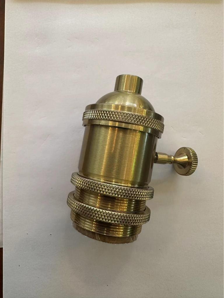 Vintage Copper Aluminum Lamp Holder with Knob Switch, E26/E27 Base, DIY Pendant Light Fixture Accessories.