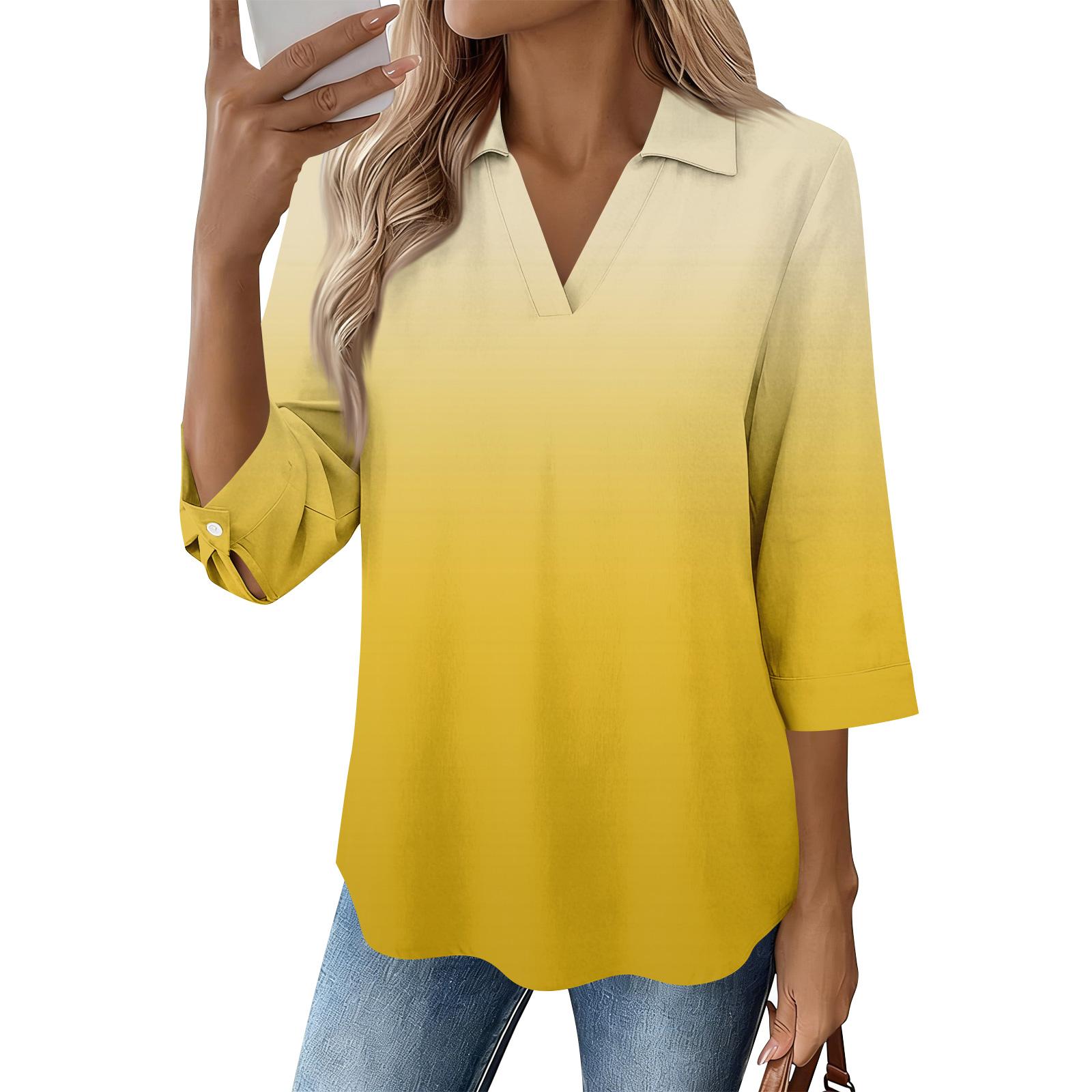 

Women s 3/4 Sleeve Shirts Graphic Tees Shirts Casual Basic Tops Pullovers XL жовтий