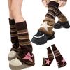 Pink Brown Star Leg Warmers Knitted Gothic Y2K Stockings  Hot Girl Accessories