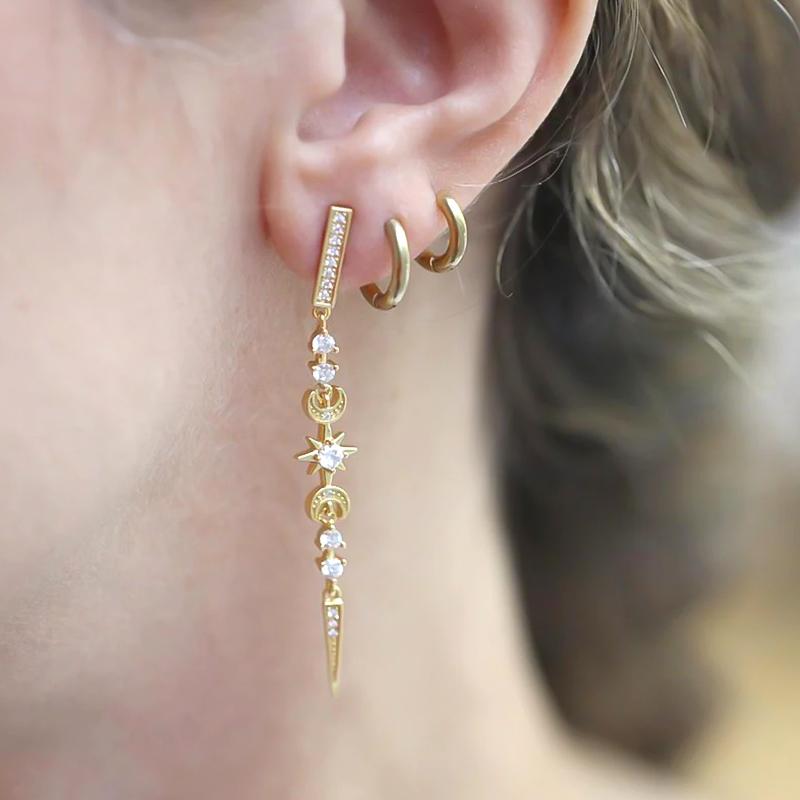 925 Silver Needle Luxury Long Chain Tassel Crystal Stud Earrings For Women Exquisite Pendant Gold Earrings Fine Jewelry