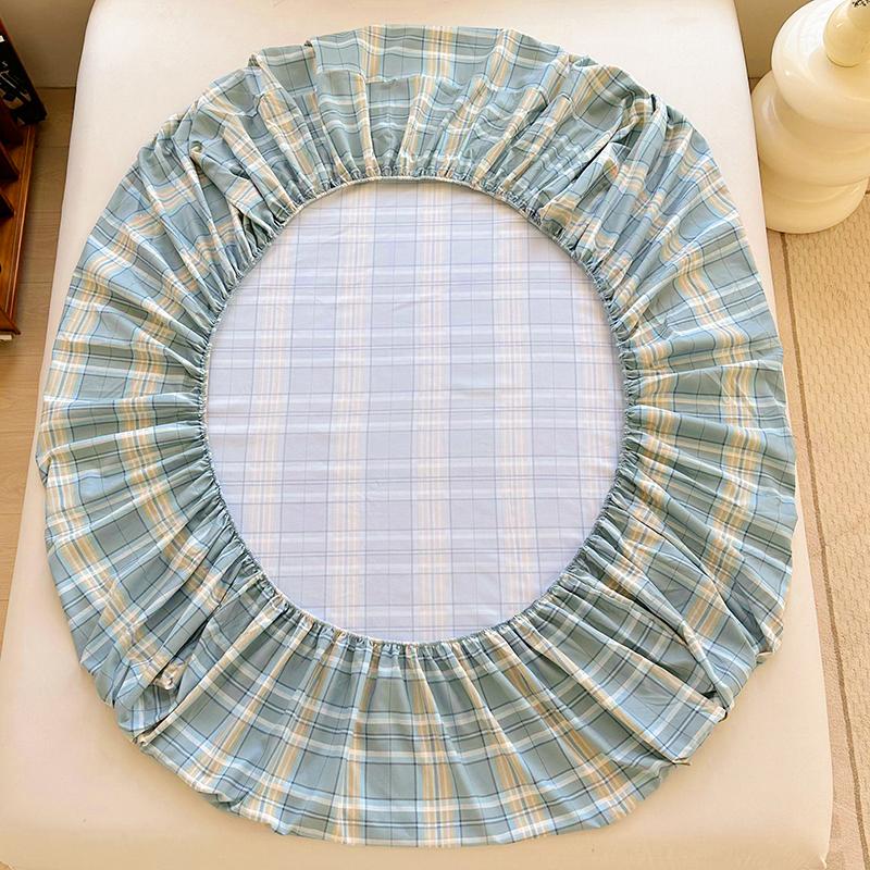 Plaid Style Bedsheet Elastic Fitted Sheet Printed Bed Cover Home Soft Mattress Protector drap de lit (Pillowcase Need Order)