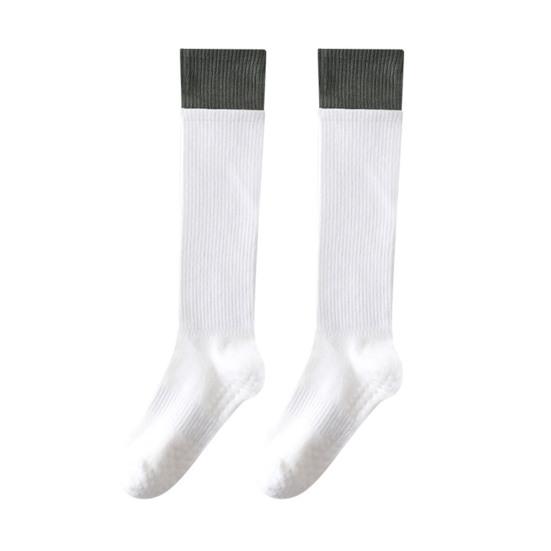 Women Non-Slip Yoga Socks Pilates Socks with Grips Knee High Socks Workout Color-Blocked Over The Calf Socks for Ballet Dance Street Wear