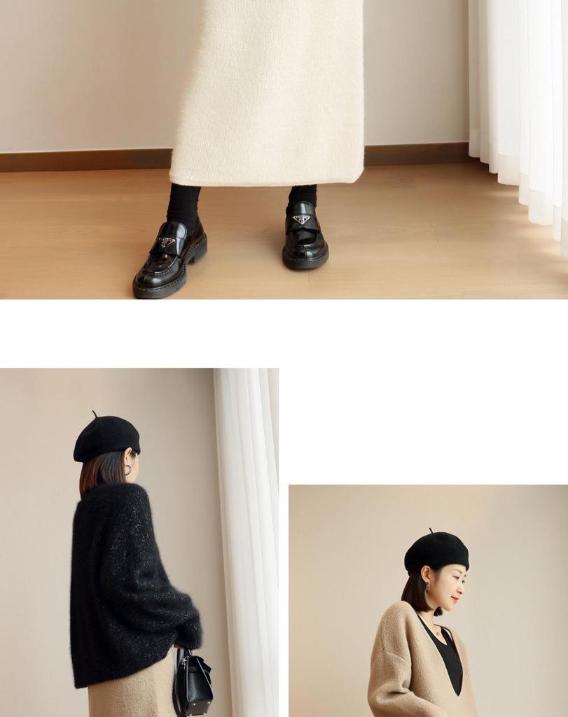 2024 Autumn/Winter Women's Bodycon Knitted Midi Skirt - Temperament Style with Slit