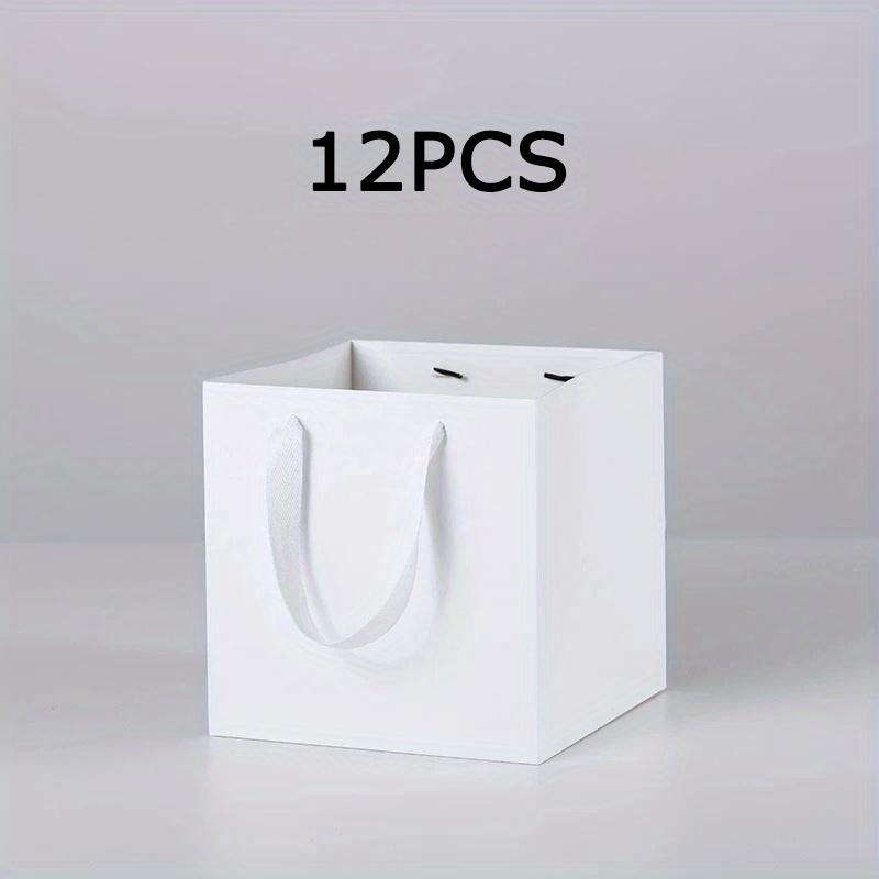 

WTEMPO 12PCS Foldable Paper Gift Bags with Handle Suitable for Flowers & Dolls Gifts Simple Elegant Shopping Bags Universal Packaging Handbags 12pcs белый