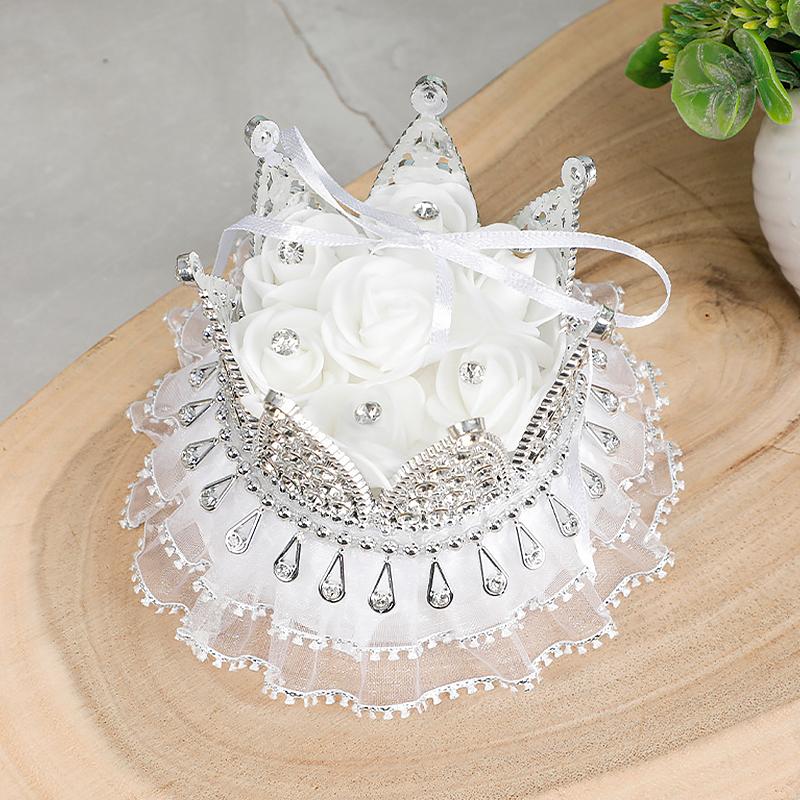 1ks držák mini prstenu krabička na prsteny krajka pouzdro na šperky tvar korunky drahokamy kreativní dárky svatba