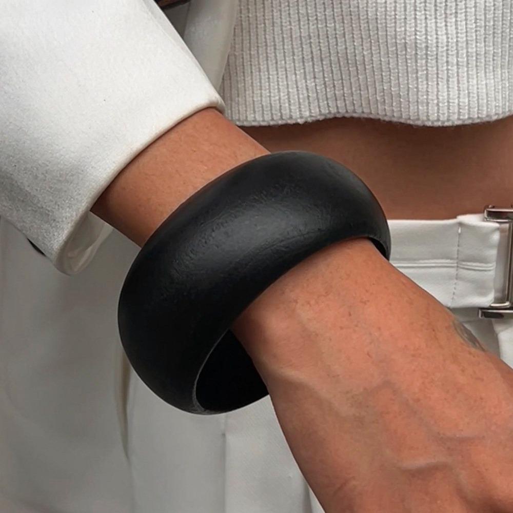 Hip Hop Exaggerate Bangles Geometric Wood Hand Ring Unique Chunky Bracelets Women  Men