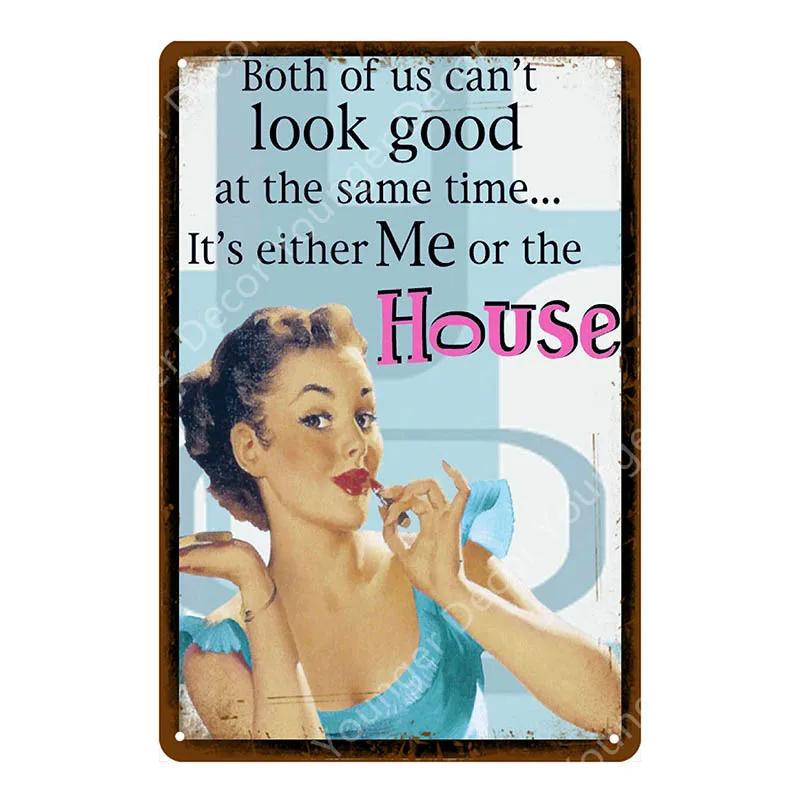 Vintage Retro Sexy Dame Pin Up Girl Malerei Blechschilder Metall Poster Wandaufkleber Bar Kaffeehaus Club Heimdekoration YI-076