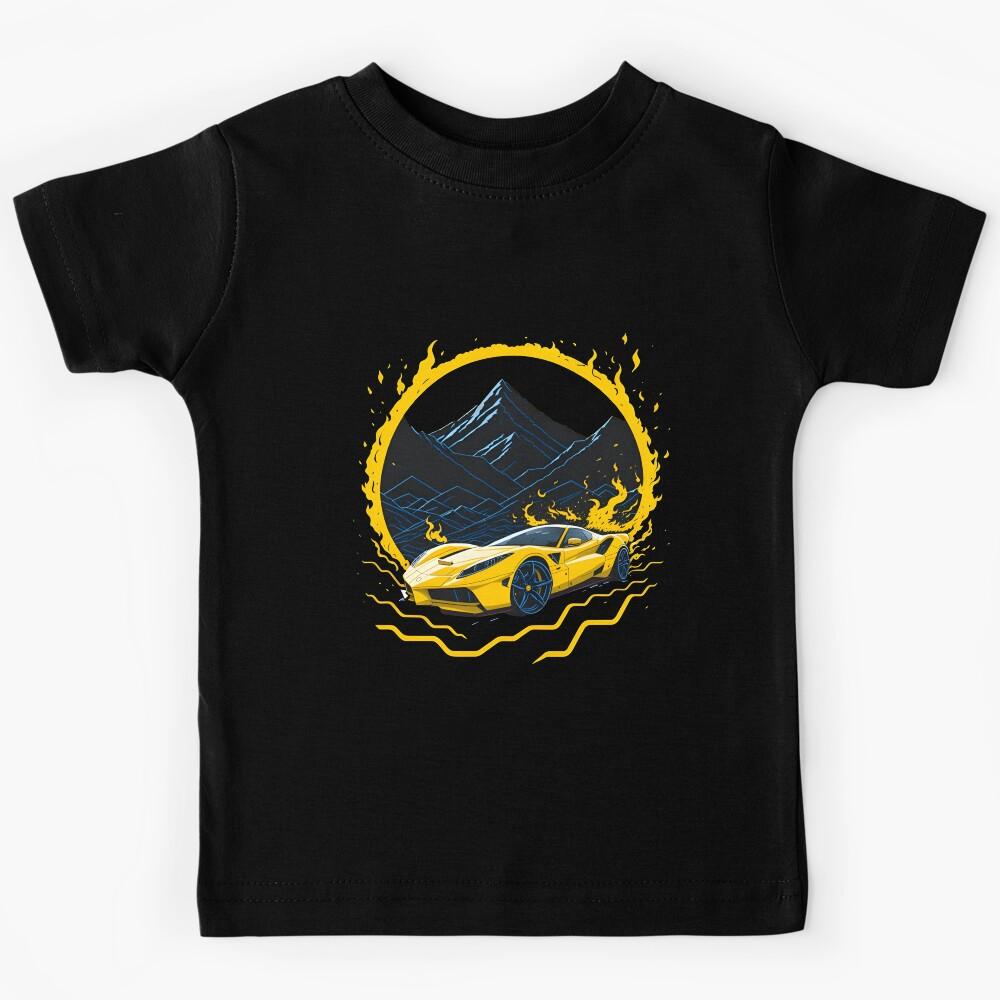 Yellow Lamborgini Going Through Fires Kids T-Shirt 170