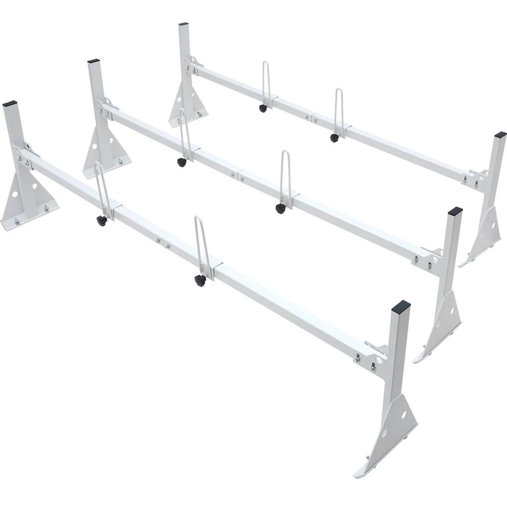 Van Roof Ladder Rack, 3 Bar Alloy Steel Ladder Racks with Ladder Stoppers, 340 Kg Capacity, Adjustable Roof Racks for Full-size Vans with Rain
