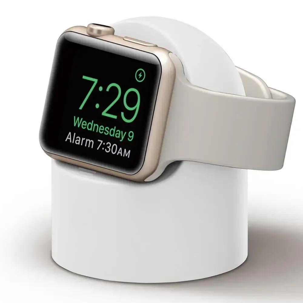 

Charger Stand For Apple Watch Series 9 8 7 6 Ultra 2 Silicone Desktop Charging Bracket Dock Station iWatch Charging Cable Holder белый