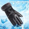 Yousheng 1 Pair Men Faux Leather Gloves Waterproof Windproof Touchscreen Fleece-Lined Outdoor Cycling Gloves Winter Cold Weather Warm Thick Thermal