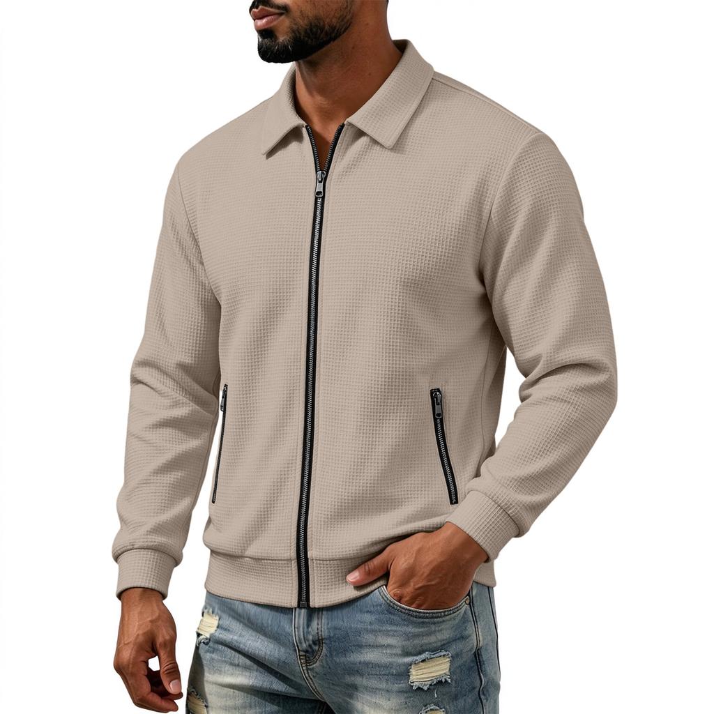 Herren Freizeit-Sport-Reißverschlussjacke mit Stehkragen für den täglichen Gebrauch und Outdoor-Aktivitäten