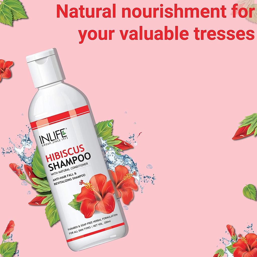 Hibiscus Conditioner Shampoo: Against Hair Loss (200 Ml), Hibiscus Shampoo With Natural Conditioner INLIFE