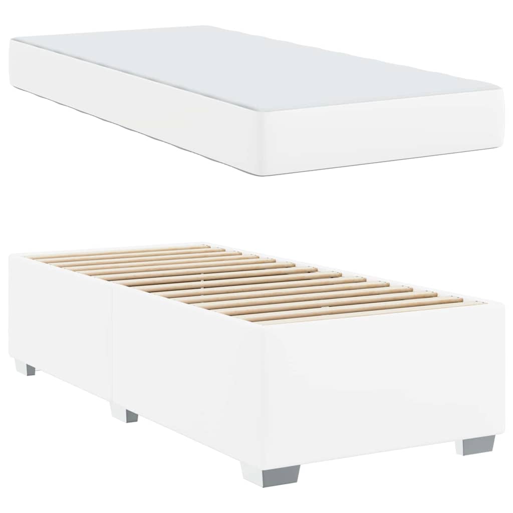 Bed Frame with Mattress White 80 X 200 Cm Fabric