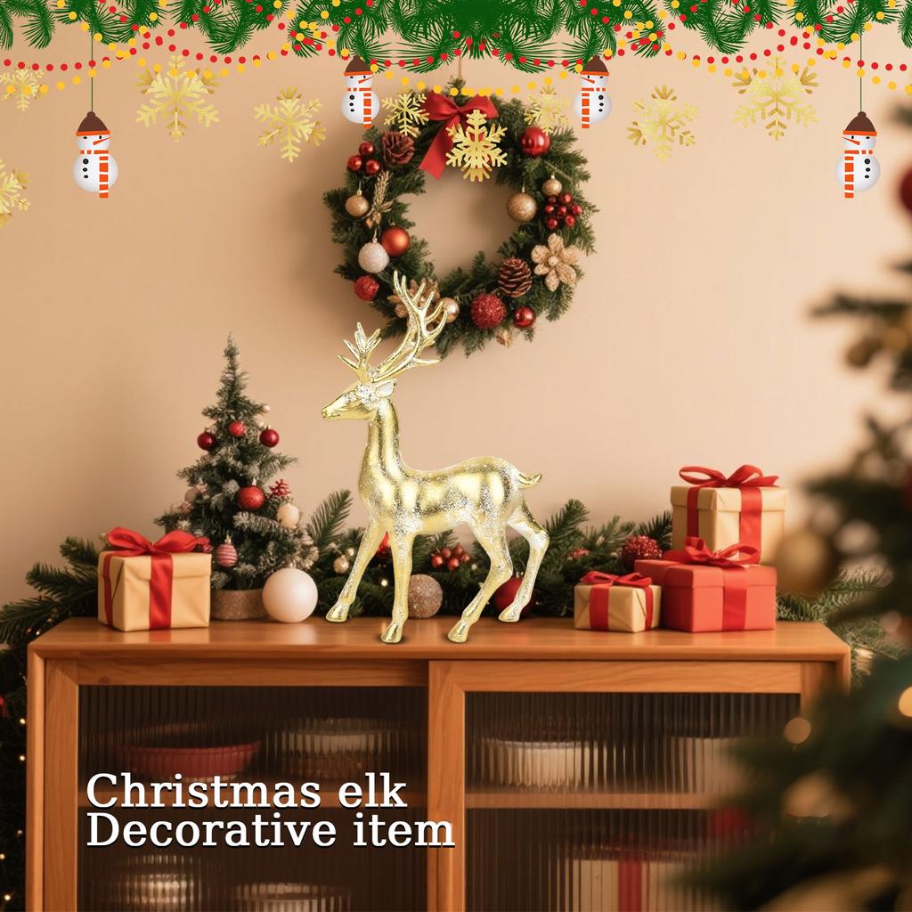 Resin Deer Figurine Decorative Stag Sculpture Animal Ornament for Home Office Living Room Tabletop Shelf Display Art Decor