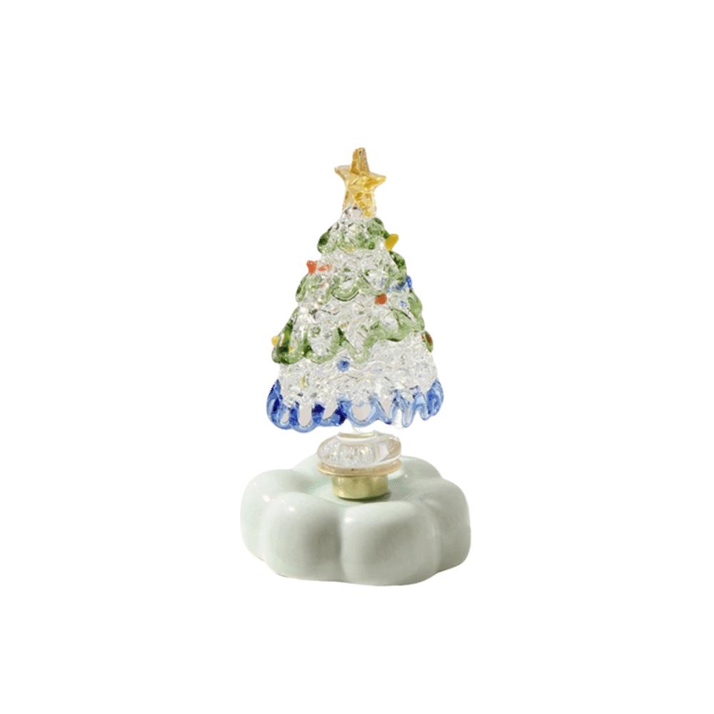 Miniature Christmas Tree Ornament Handcrafted Glass Sculpture  Living Room Decoration