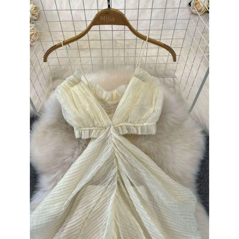 Hollow-out Midriff Sling Dress Seaside Holiday Fishtail