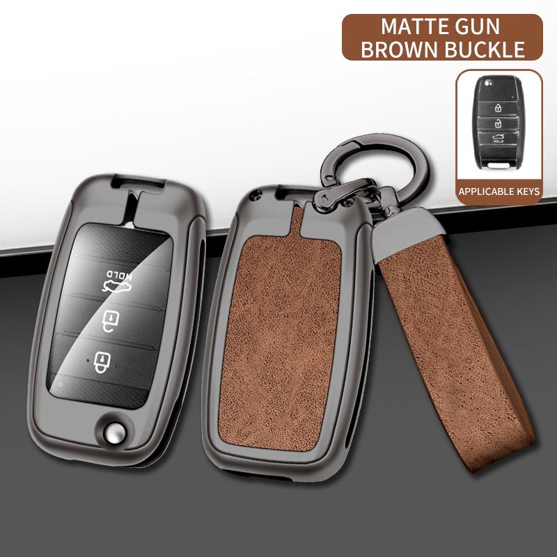 Interior Mouldings Zinc Alloy Leather Car Key Case Cover Shell For Kia Carens Ceed Rio 3 Sportage Optima Sorento Cerato Soul For