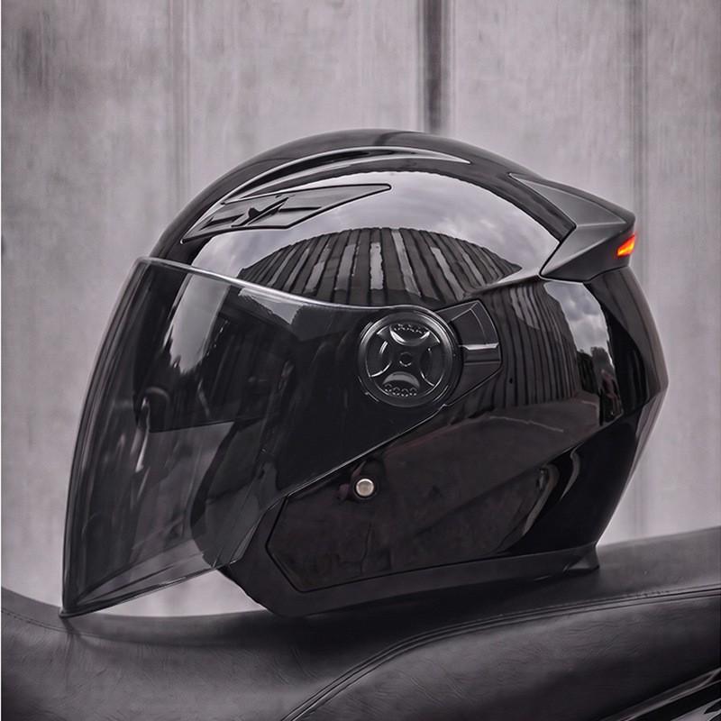 AD 3/4 Motorcycle Helmet Men Women 3C Certified Half Face With LED Light Commuting All Season