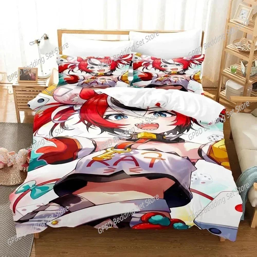 3D Print Hakos Baelz Anime Bedding Set Bedroom Soft Modern Bedspreads Comefortable Kids Duvet Cover Quilt Cover And Pillowcase