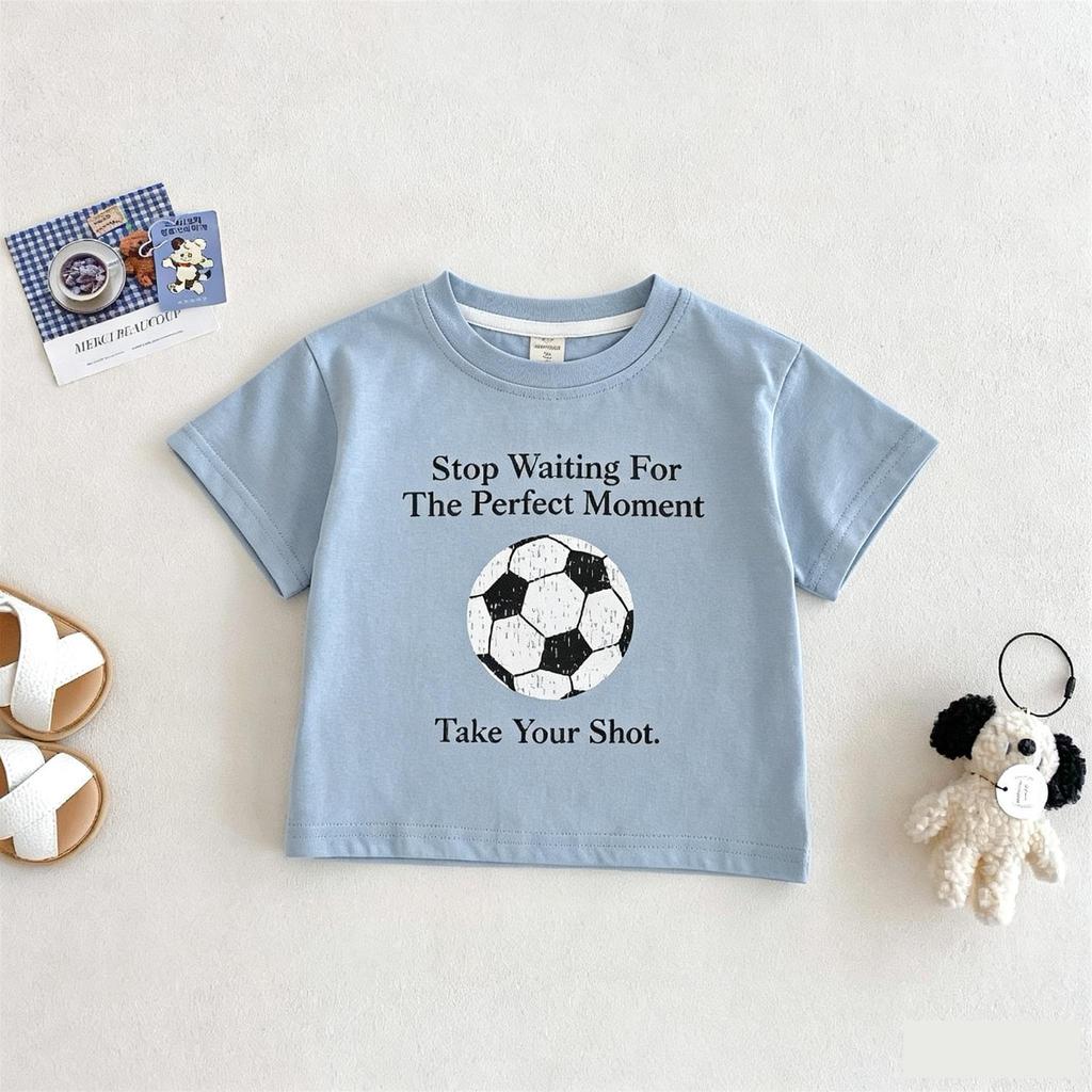 Boys Clothes Printed Ball Fashion Casual T-shirts Boutique Children's Wear Short Sleeve Tops Tees Crewneck Loose Simple Tshirts