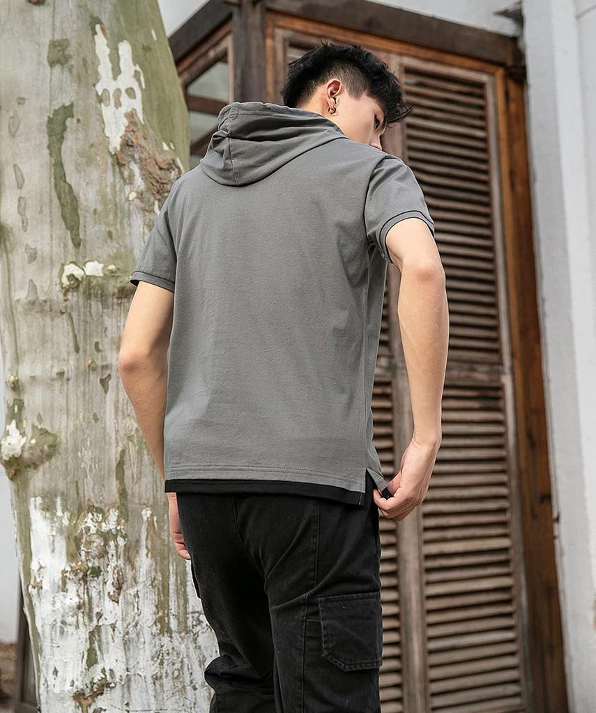 hoodie for summer hoodie for men [DIKAO] Short-sleeved men, clothing, short-sleeved t-shirt, hooded, plain, pullover, sweatshirt, simple, stylish,