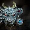 Dominierender Retro-Ring im ethnischen Stil mit feuerspeiendem Drachen, offener Ring für Herren mit Punk-Motiv, Motorradfahrer-Schmuckzubehör