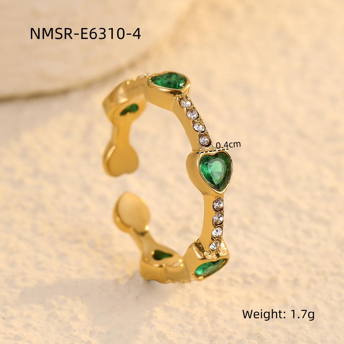 GEMCHIC Women s Colorful Heart CZ Stainless Steel Open Ring Fashion Vintage Finger Jewelry