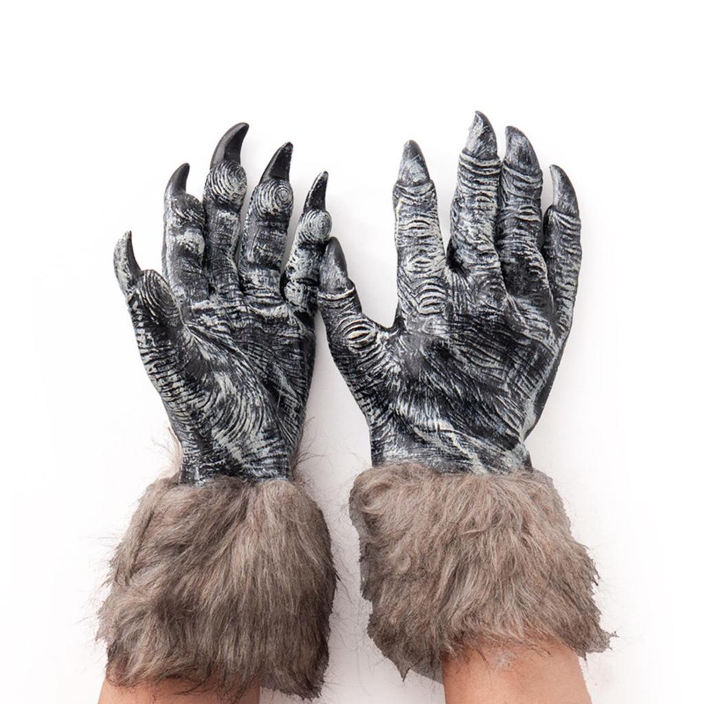 Halloween Animal Gloves, Plush LatexGhostClaw Covers, Escape Room, Haunted House ThemePark Horror Costume Props