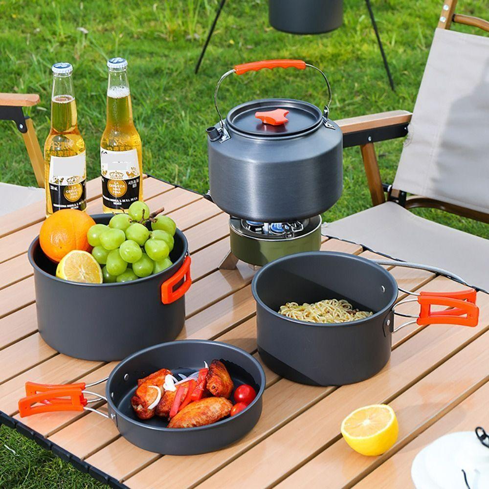 Aluminum Alloy Camping Cookware Kit Nonstick Coating Water Kettle/Pan Pot/Saucepan  Picnic