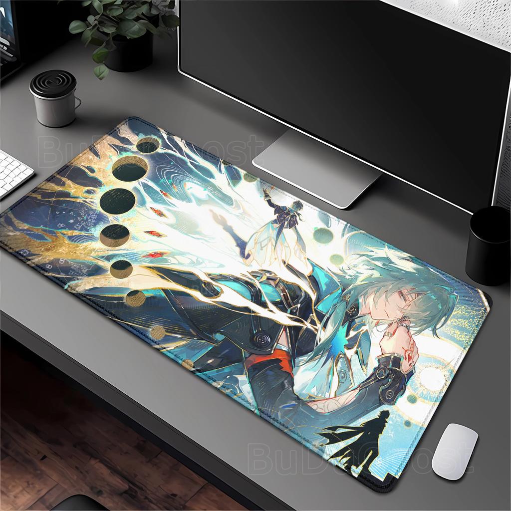 Honkai Star Rail Anaxa Mouse Pad PC Office Accessories Keyboard Anime Mousepad Natural Rubber Anti Slip Gaming Extended Desk Mat