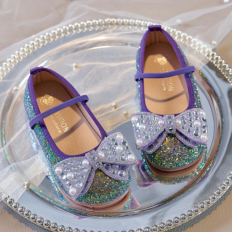 Loafer Kind Weiche Sohle Tanzparty Prinzessin Schuhe Meerjungfrau Lila Glitzer Ballettschuhe Kinder Mädchen