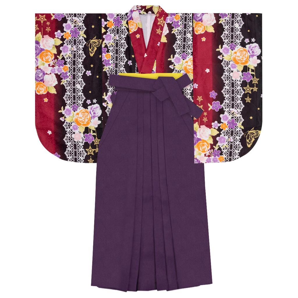 Hakama Graduation College Gorgeous B Starry Flower Hakama [KYOETSU] Set, Ceremony, Students, Women's, (19. Butterfly, LL)