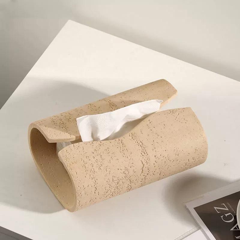 1PC Simple Style Vintage Cave Stone Tissue Box Resin Coffee Table Napkin Paper Organizer Box Bathroom Living Room Decoration