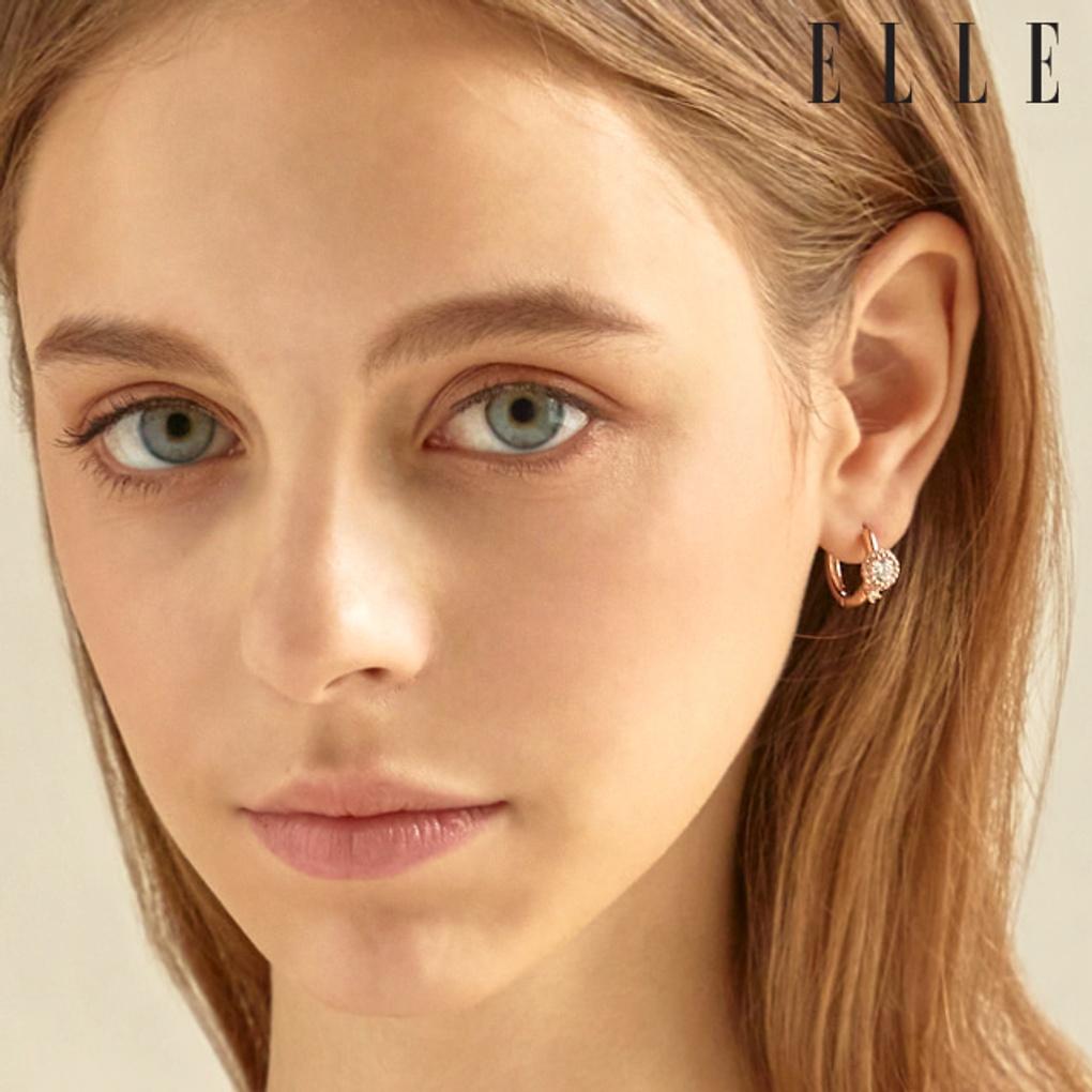 14K Luxury Round Cubic One-Touch Earrings (Gold Pin) ELGPEE401